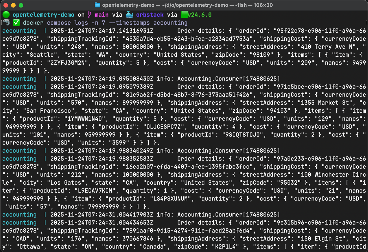 Docker compose logs with timestamps