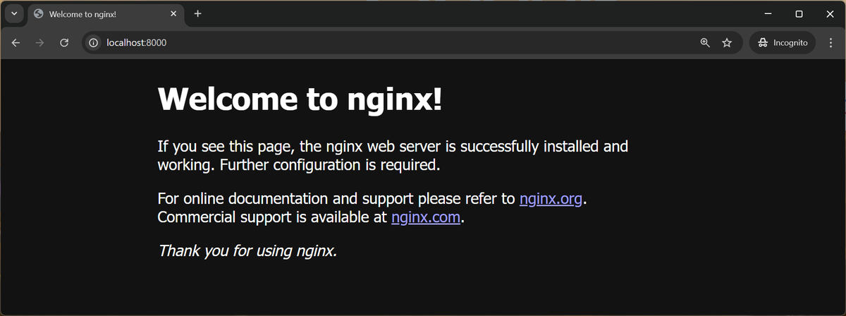 Nginx default index page