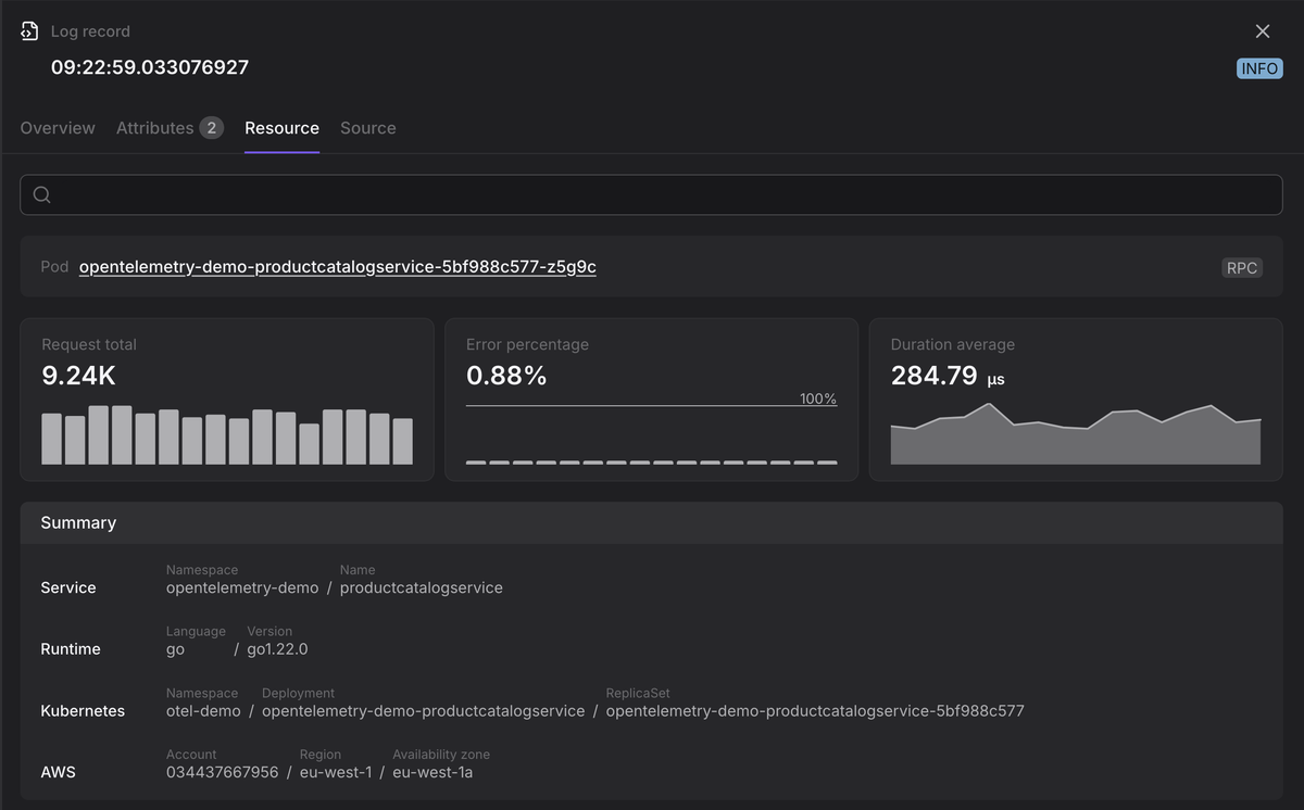 OpenTelemetry Resoure attributes in Dash0