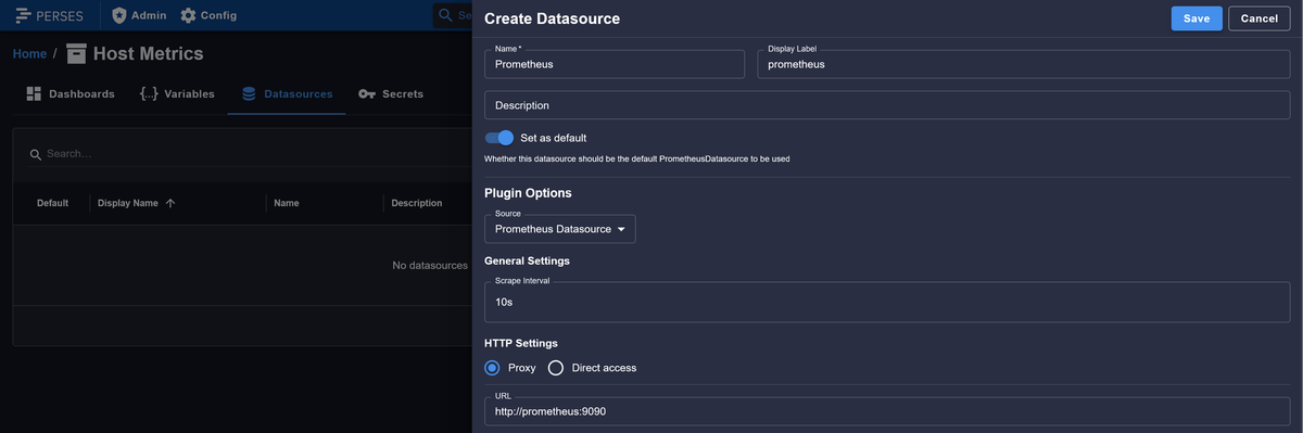 Configuring Prometheus data source