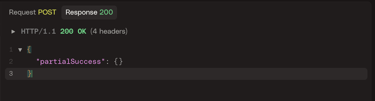 What full success response looks like for OTLP/HTTP