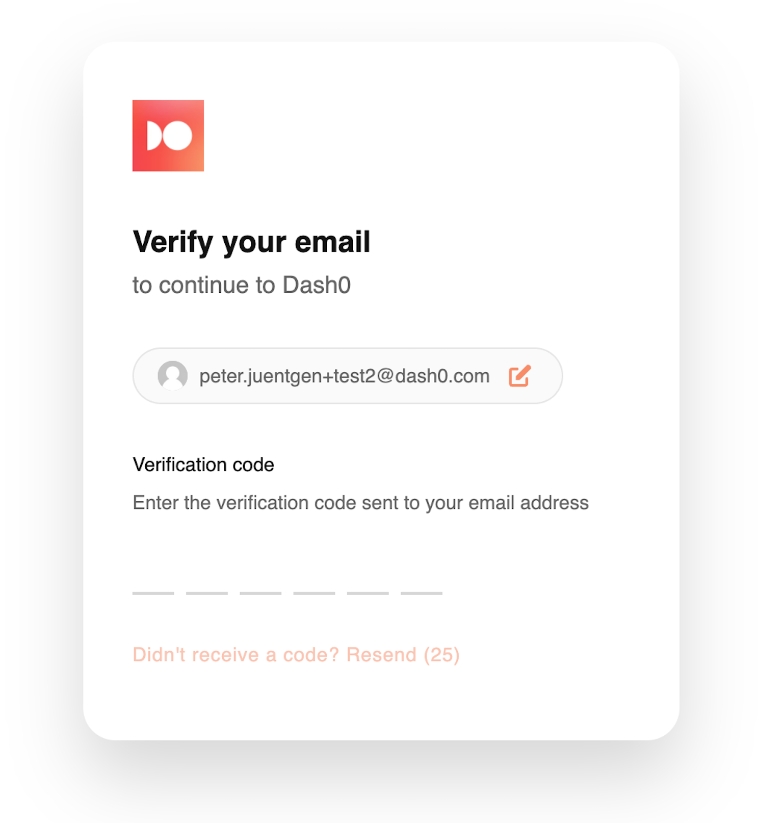 Screenshot: Sign up form email verification