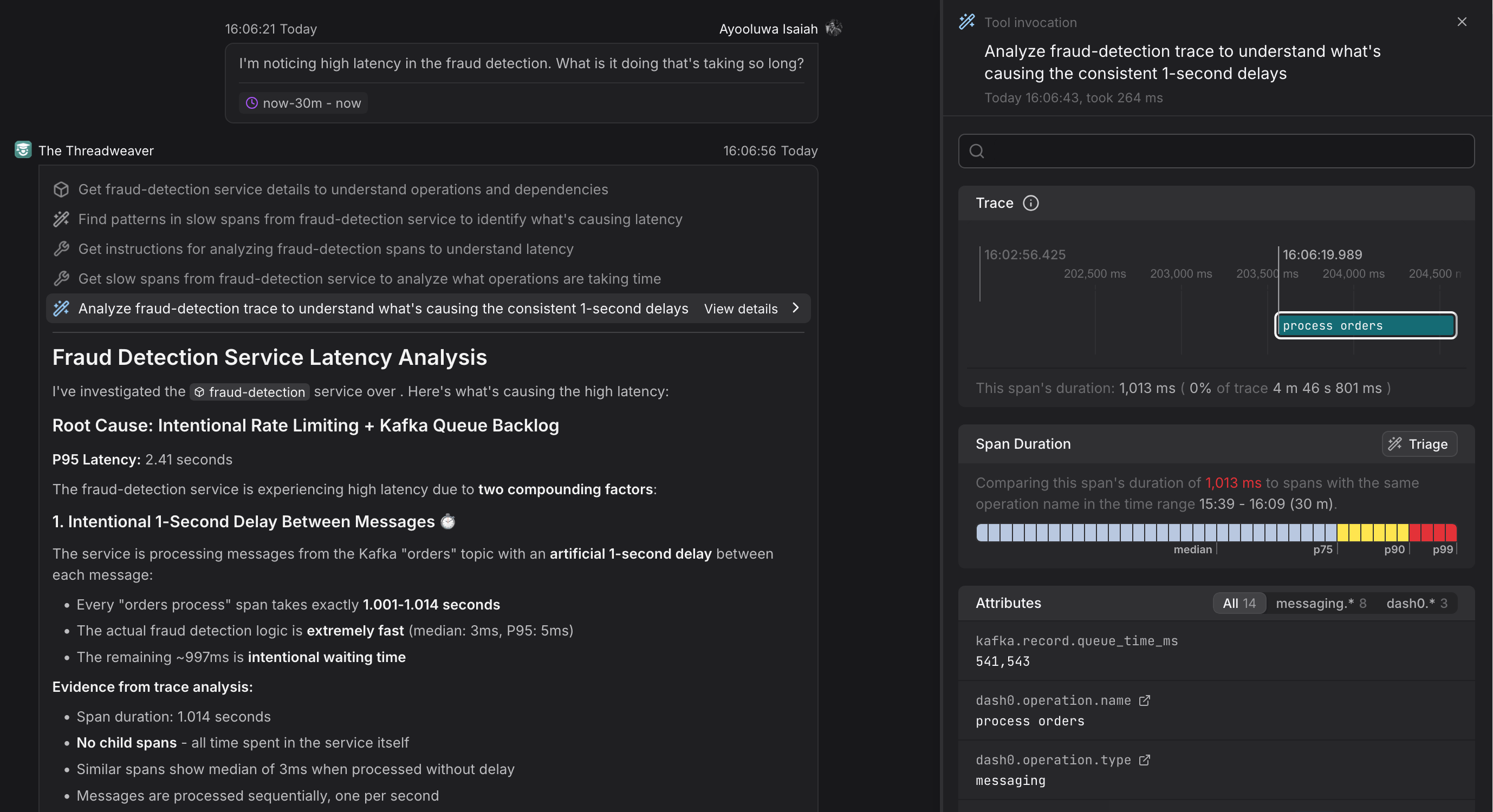 Agent0's Threadweaver analyzing traces
