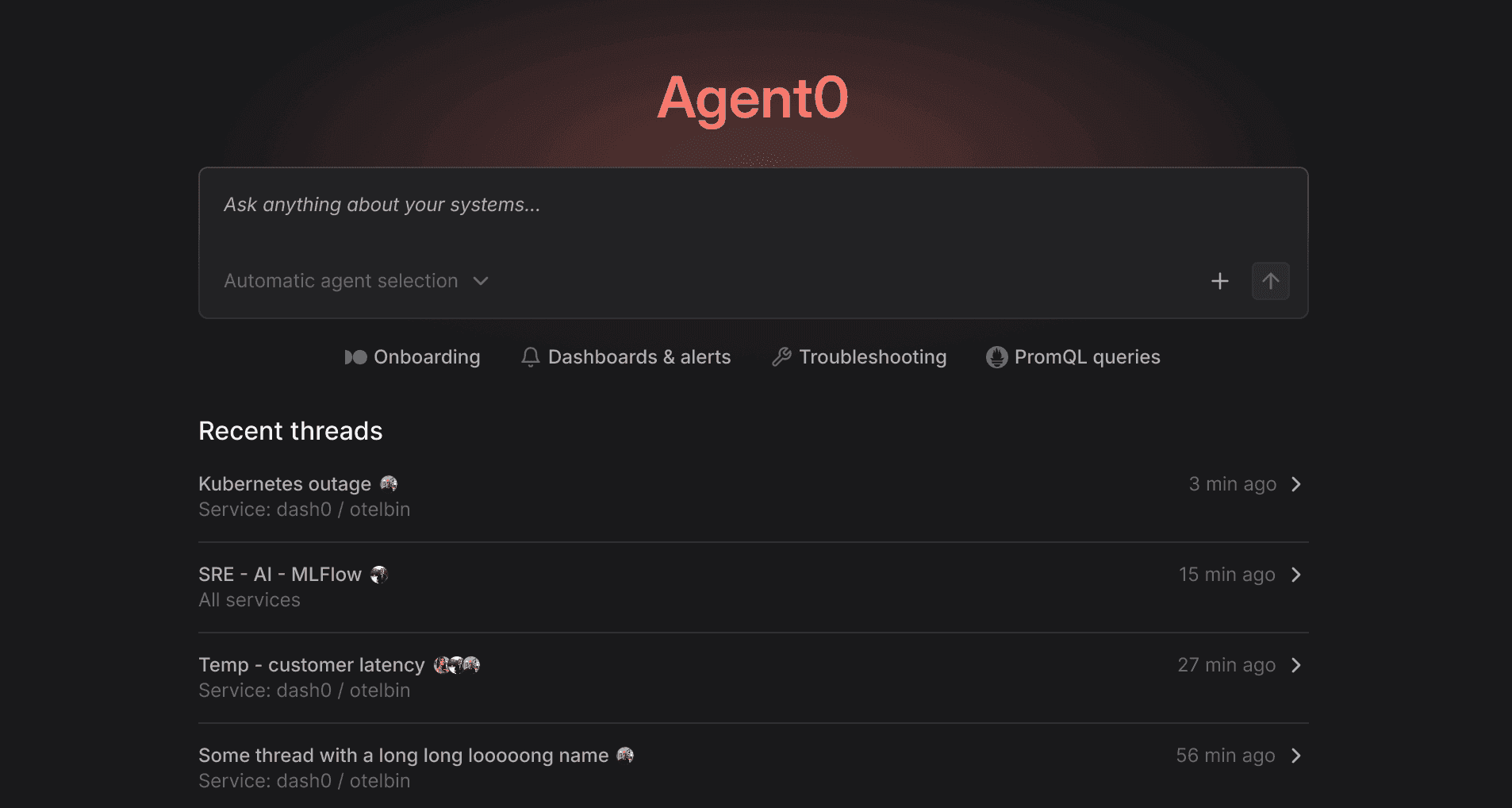 Agent0 AI SRE agent for observability