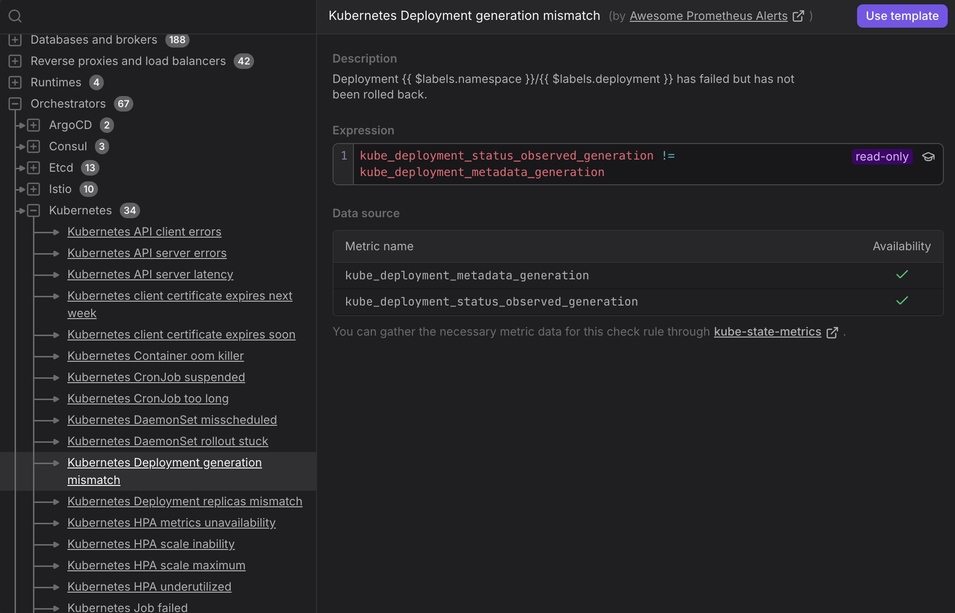 Creating a new alert based on hundreds of awesome Prometheus alerts.