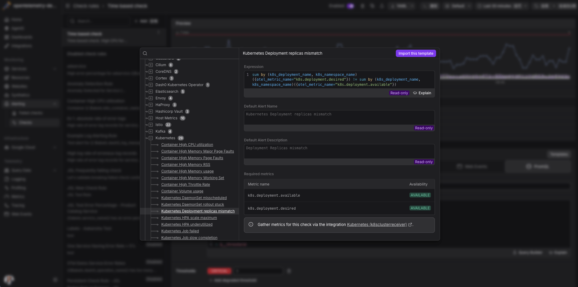 Creating a new alert on Dash0.