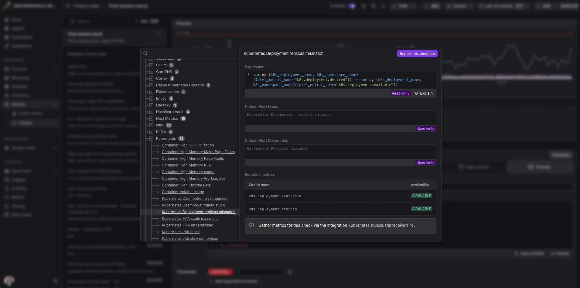 Creating a new alert on Dash0.