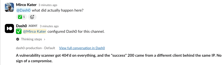 Asking Agent0 what happened, and its verdict