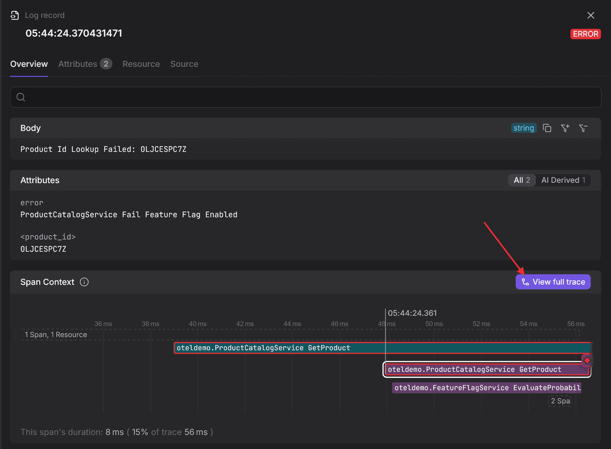 Correlating logs with traces in Dash0