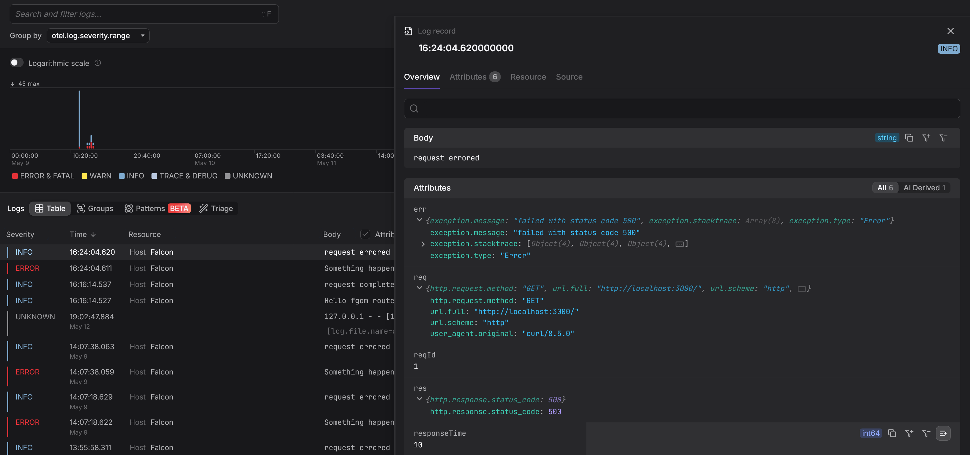 Python logs in Dash0