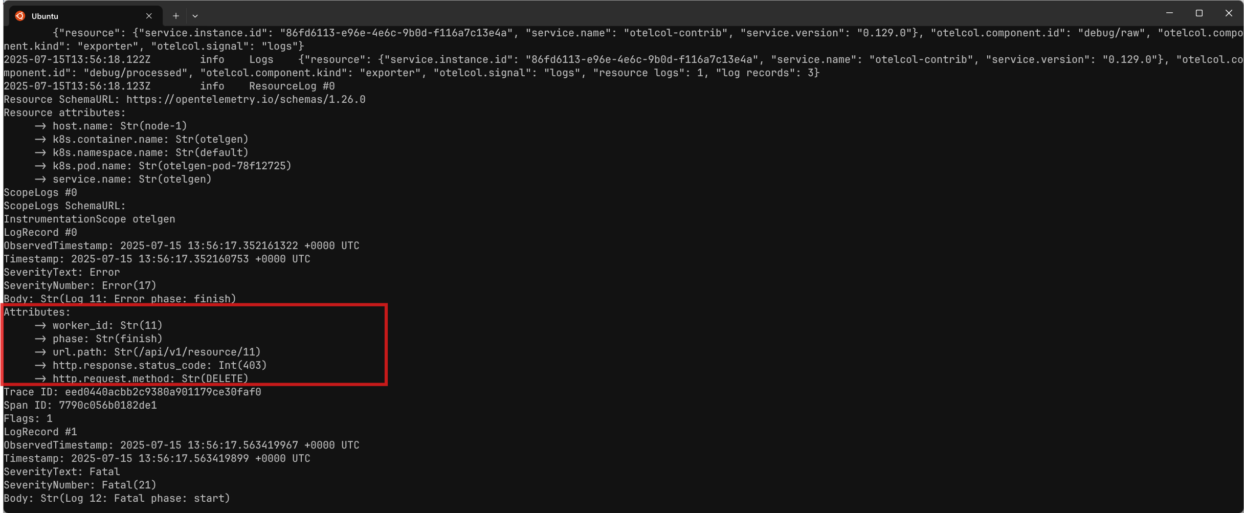 Record attributes in the debug exporter
