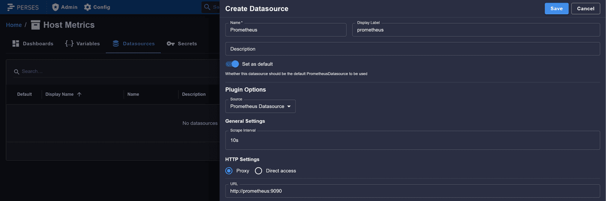 Configuring Prometheus data source