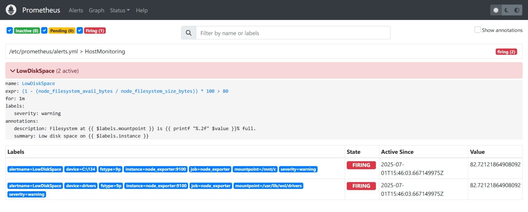 Prometheus alert is firing