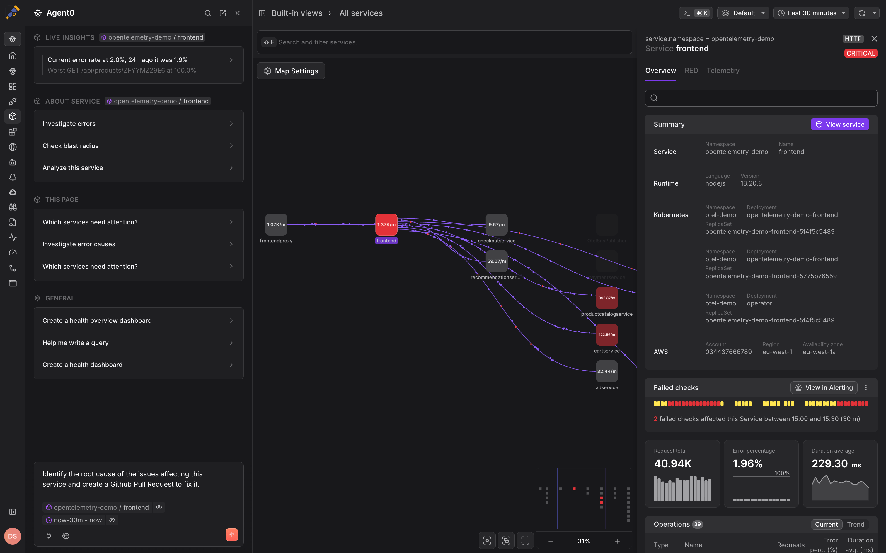 Service Map with Agent0