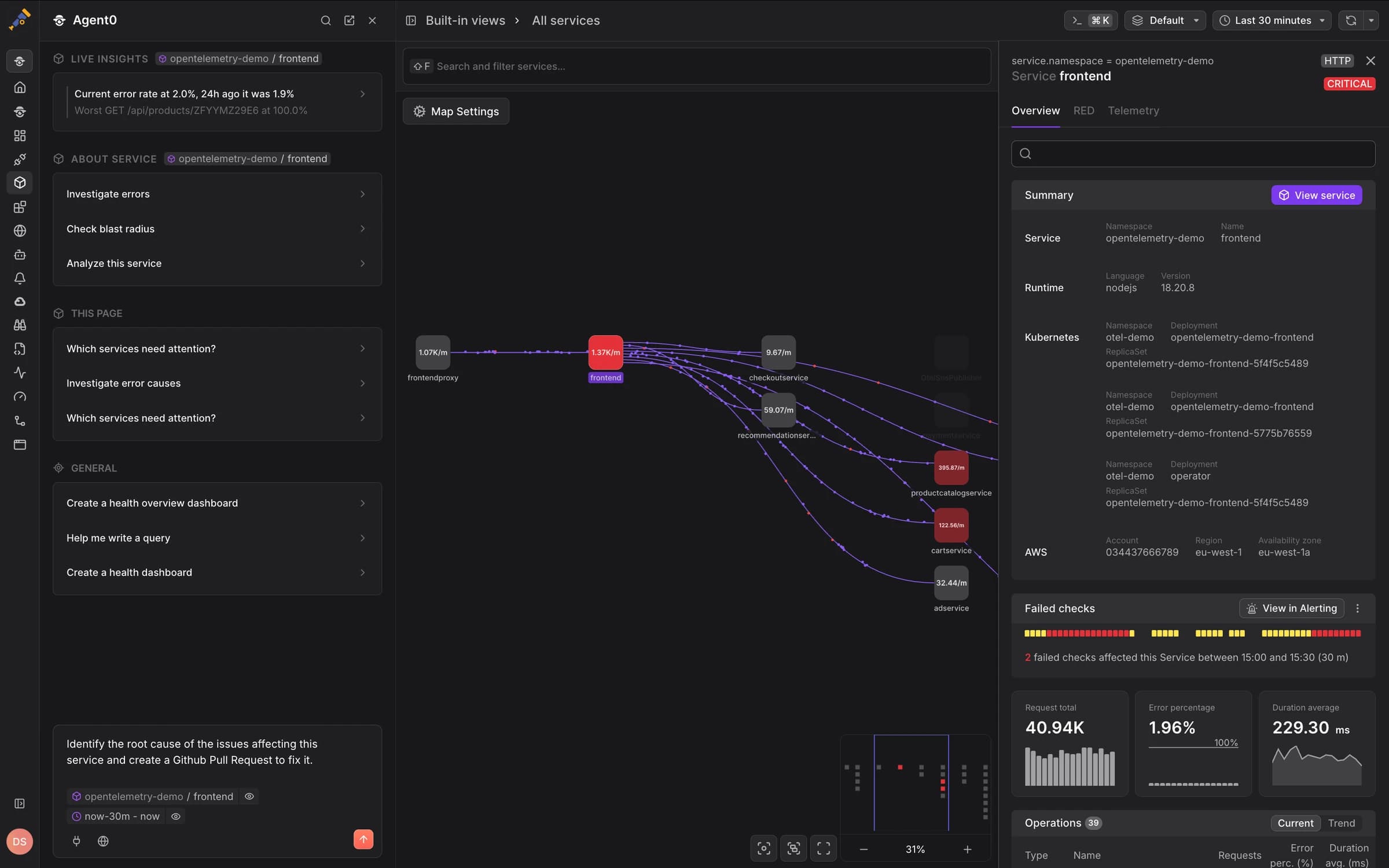 Service Map with Agent0
