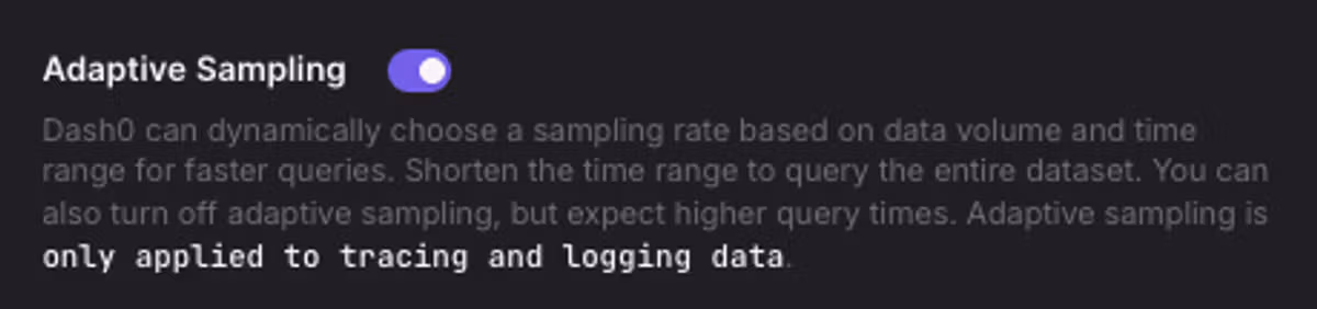 Precision mode settings dialog showing sampling configuration options with slider control and description of impact on query performance